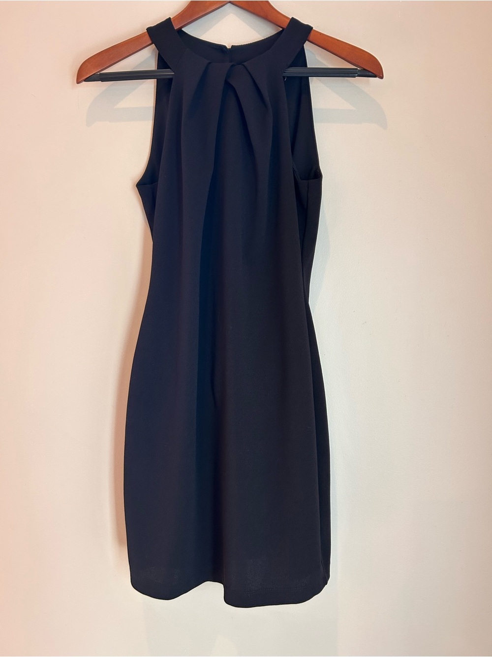 Emerald Sundae Black Pleated Neck Mini Dress